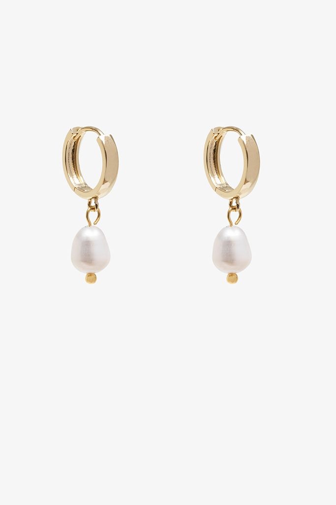 Antler | Everyday Pearl Huggie | Gold
