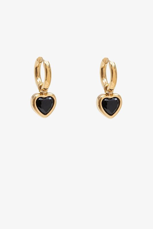 Antler | Black Heart Earring | Gold