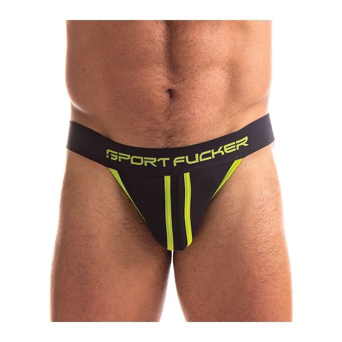 Sport Fucker Jersey Jock - Black/Green, Size: S