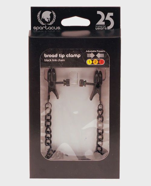 Spartacus Broad Tip Nipple Clamp with Chain - Black