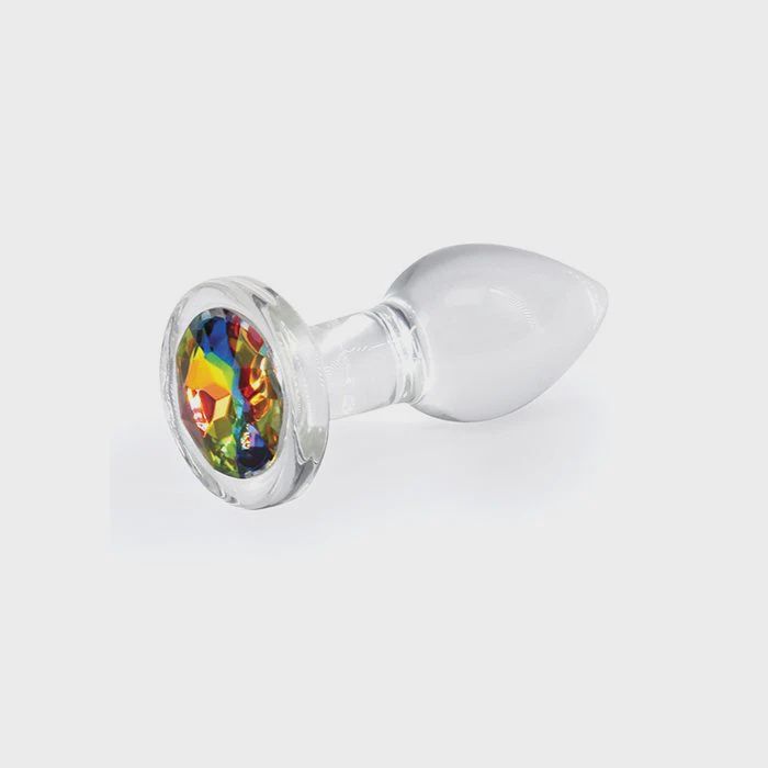 Crystal Desires Small Glass Plug with Rainbow Gem
