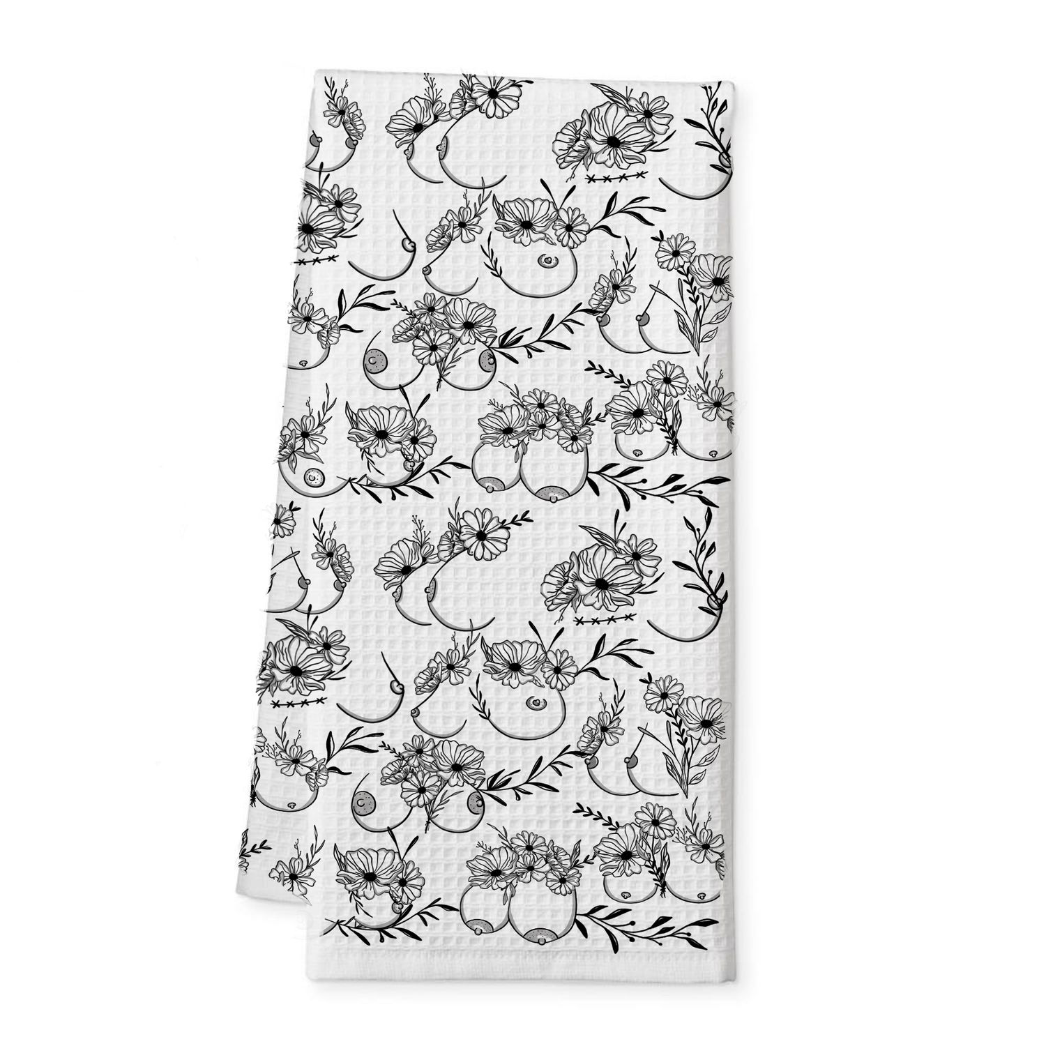Blooming Beauty Boobs Tea Towel