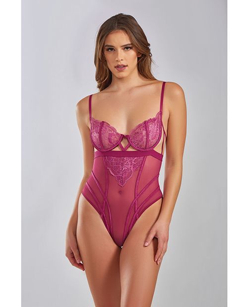 Quinn Cross Dyed Galloon Lace &amp; Mesh Teddy