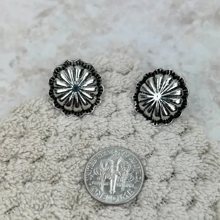 Silver Concho Post Earrings