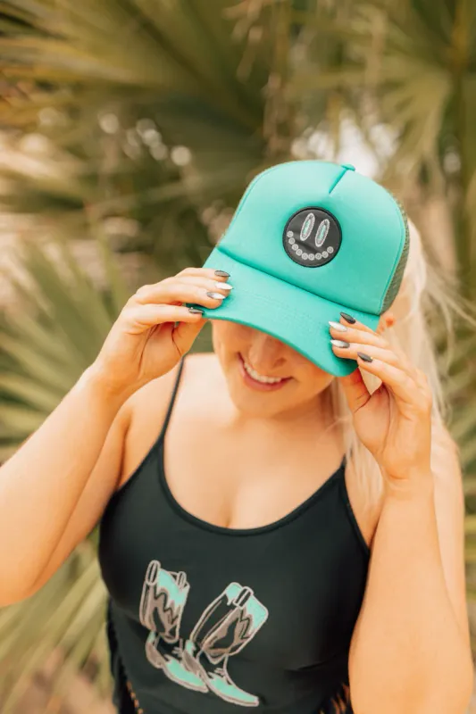 Teal Smiley Hat