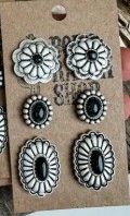 Western 3 Pair Conch Earring Set - Black