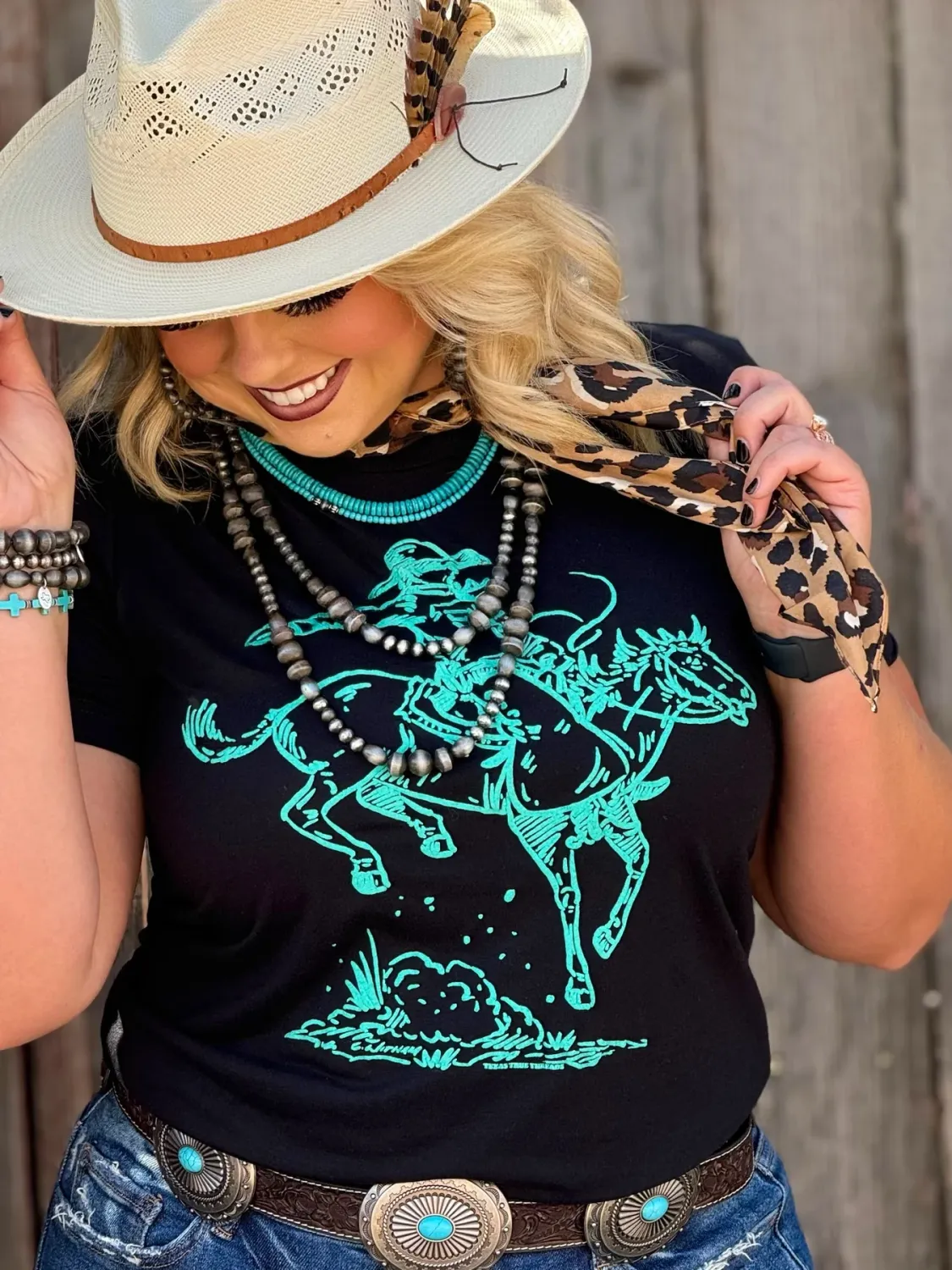 Roughrider Turquoise Puff Tee