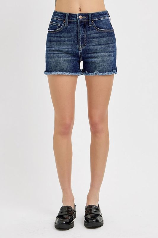 Tummy Control High Rise Plus Size Shorts - Dark