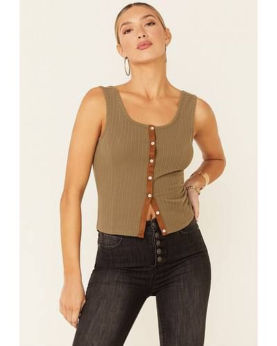 Ribbed Button Down Tank