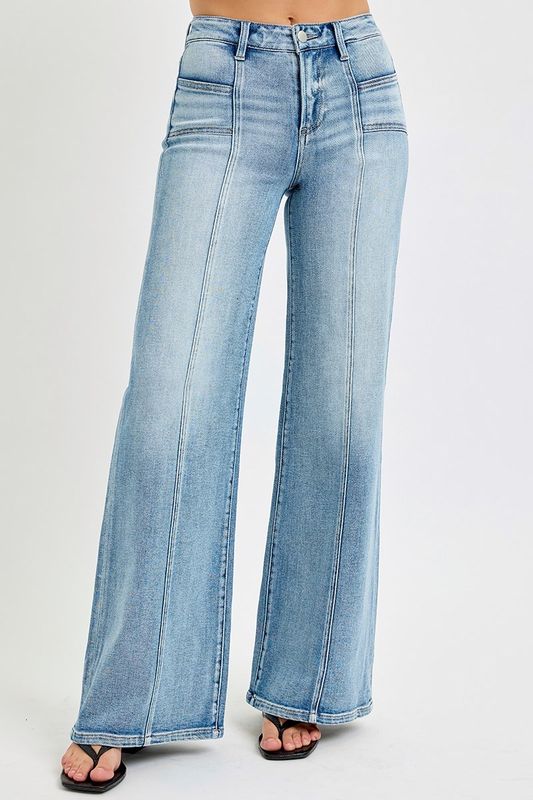 Mid Rise Wide Leg With Front Patch Pocket Jean