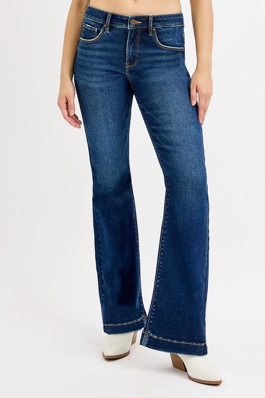  Tummy Control Mid Rise Flare Basic Jean