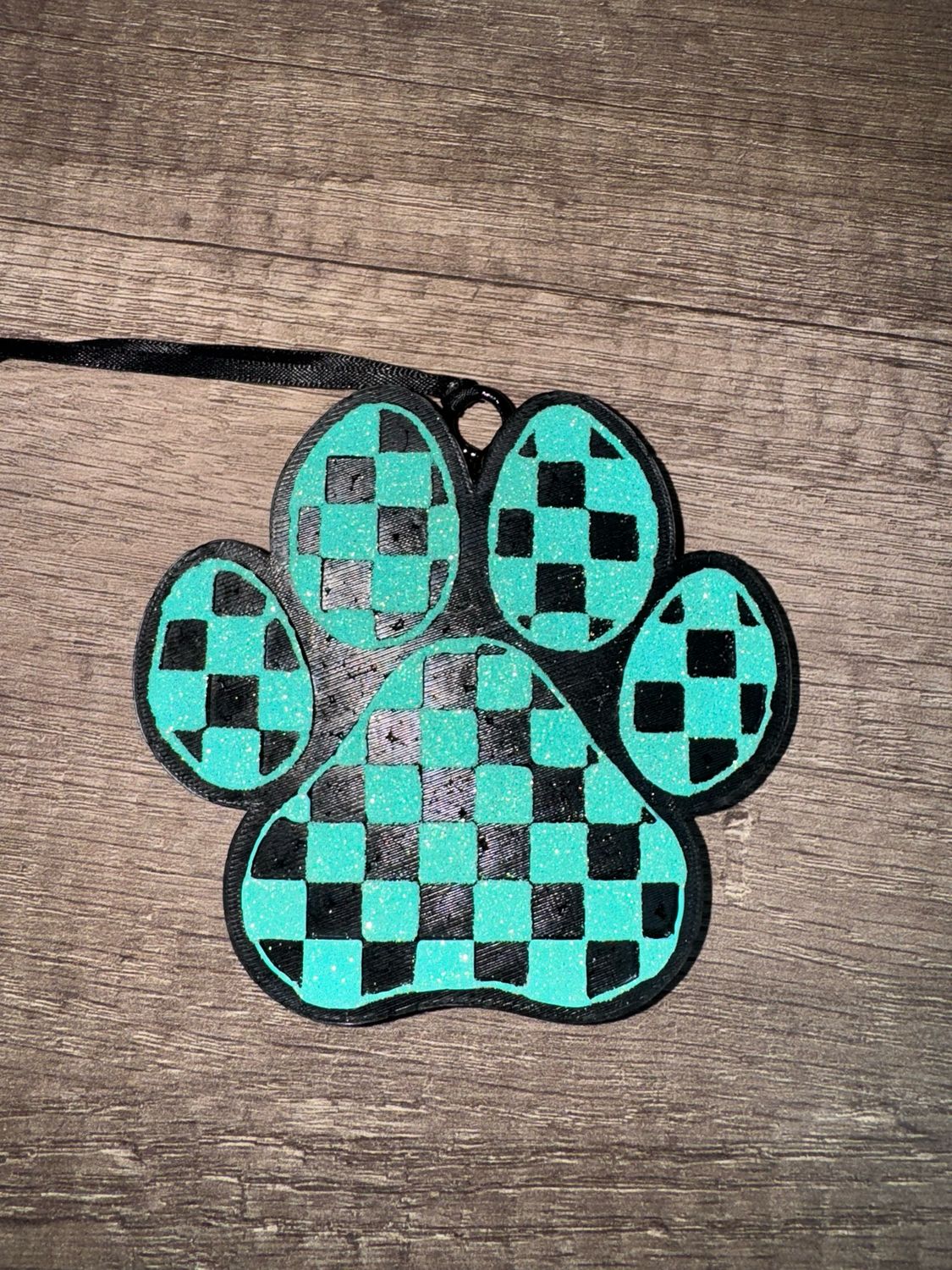 Checkered Paw Print - Flip Flops