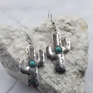 Turquoise Bead Cactus Earring