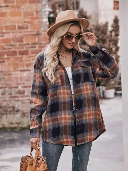 Black/Brown Oversized Plaid Shirt