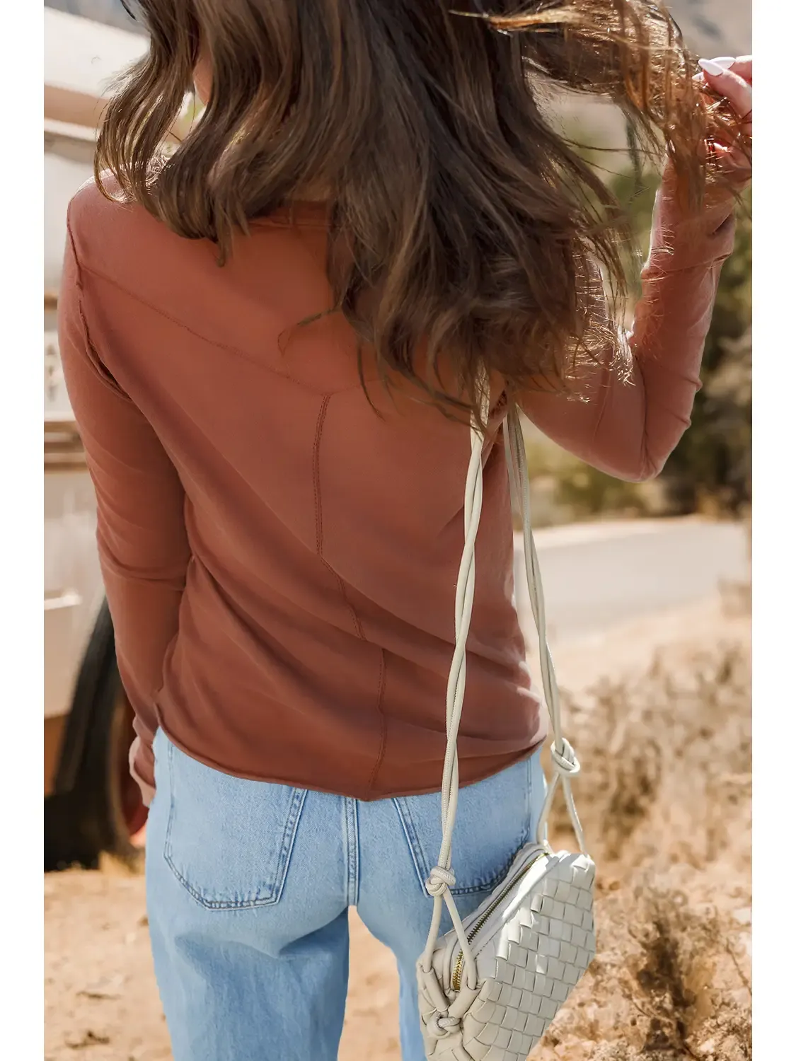 Rust Raw Seam Long Sleeve