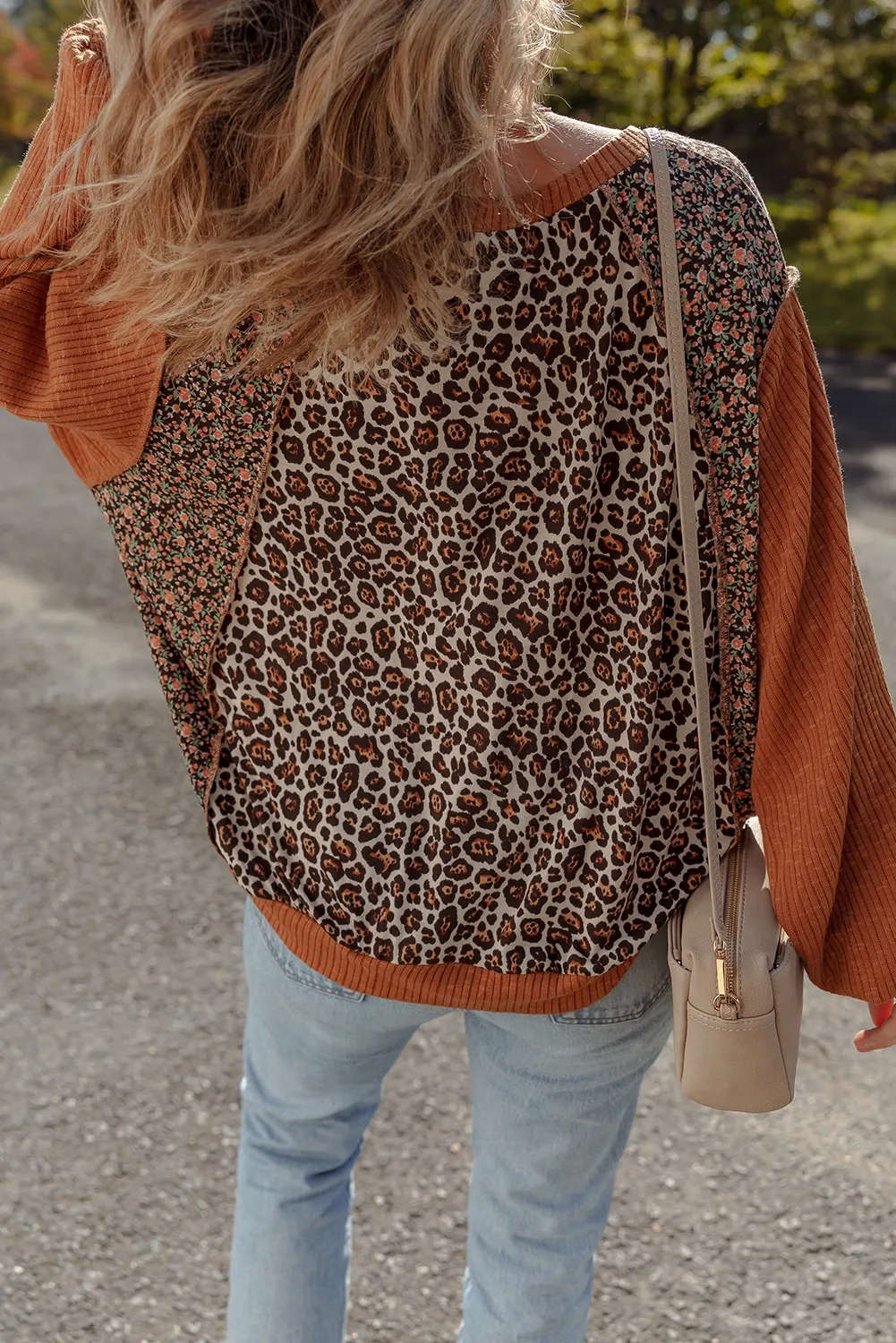 Leopard Floral Print Sweater