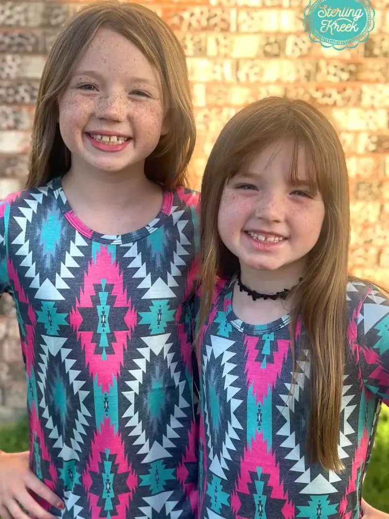 Pink Aztec Girls Top
