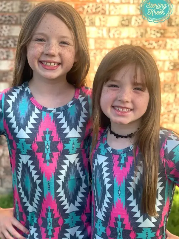 Pink Aztec Girls Top