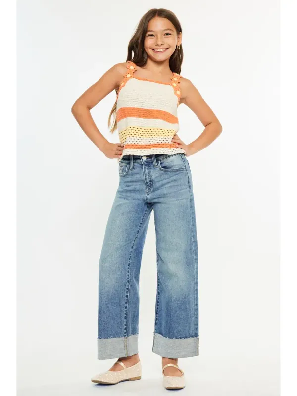 Youth High Rise Crop Wide Leg