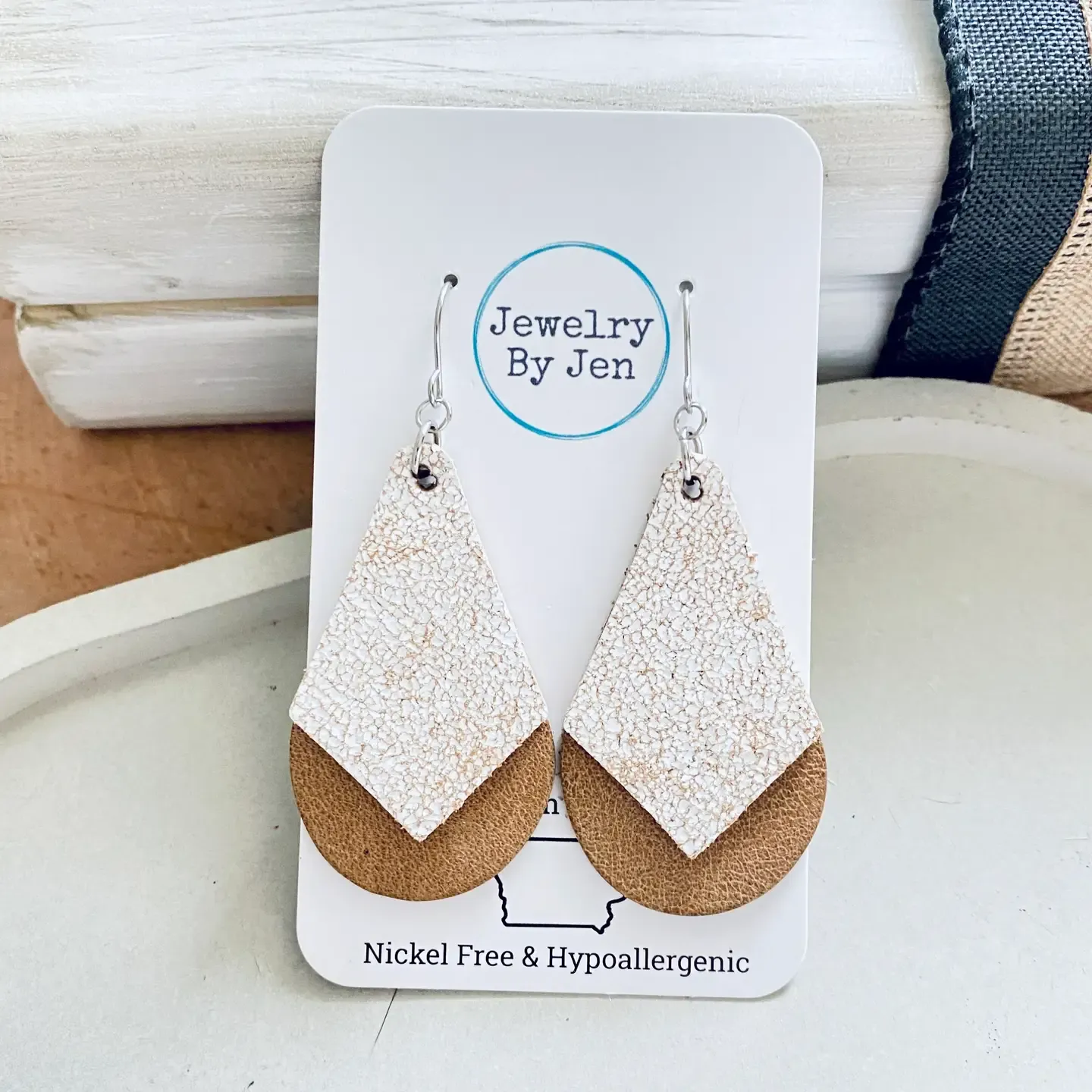 Double Stacked Cream Earrings