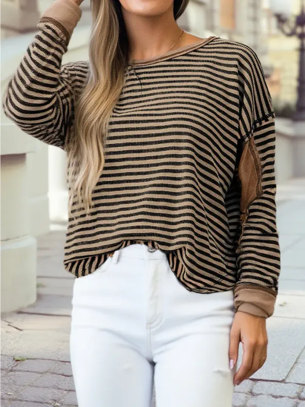 Taupe/Black Striped Long Sleeve