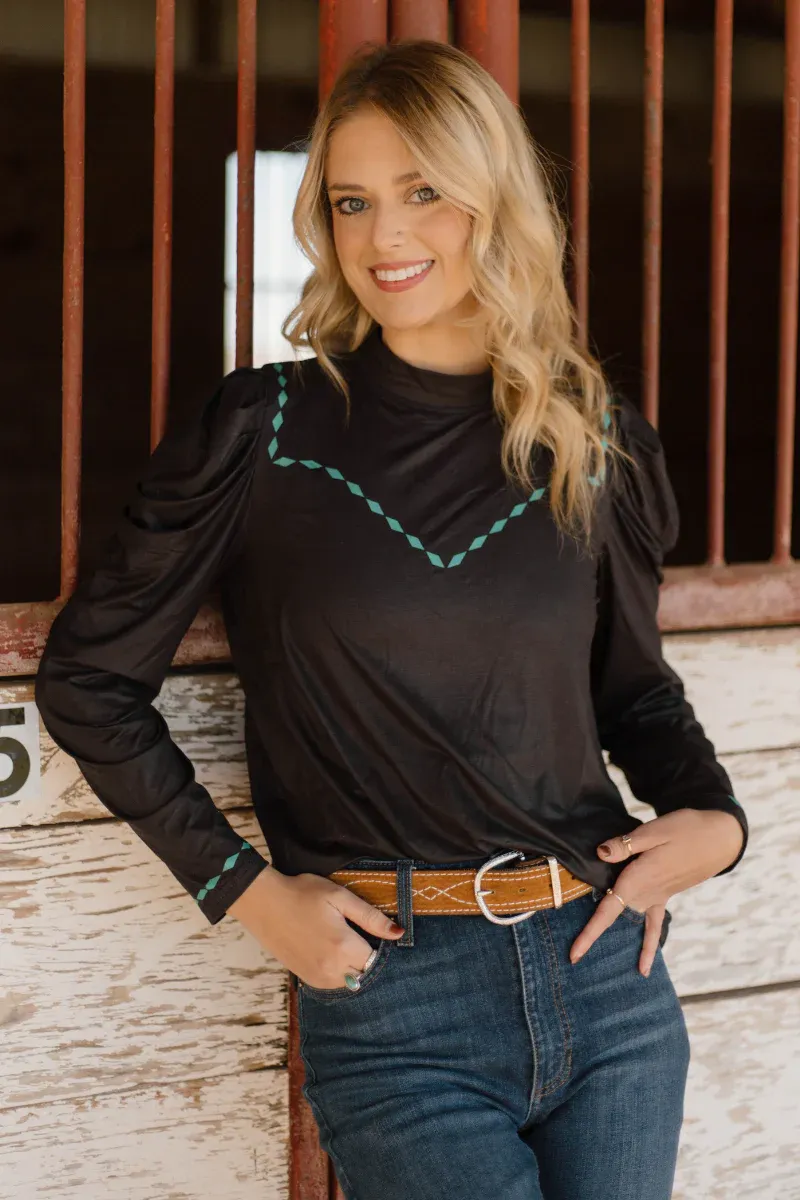 Midnight Teal Stitch Top