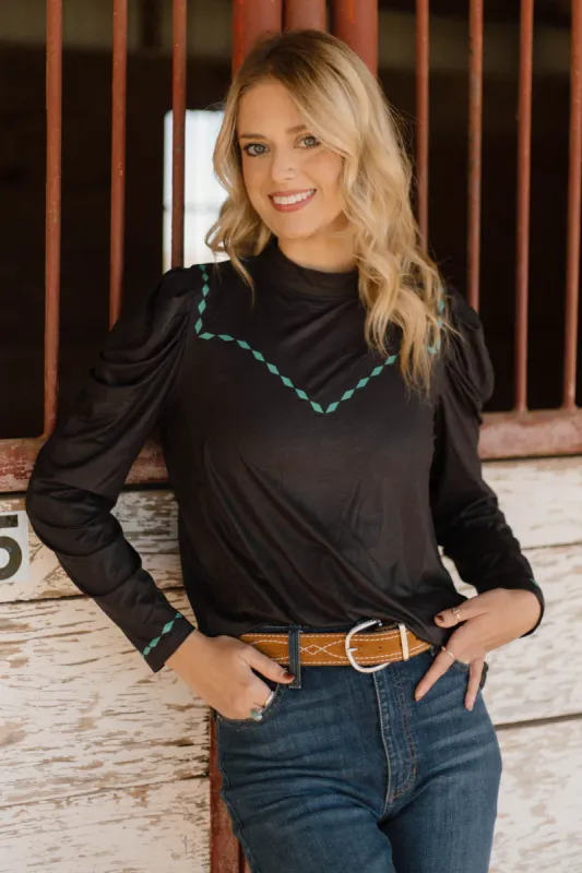 Midnight Teal Stitch Top
