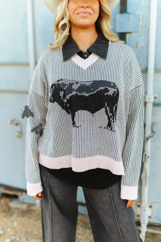 Blush Cow Sweater