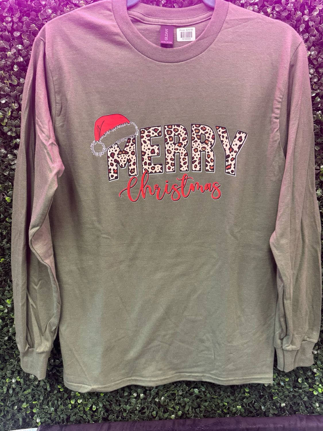 Olive Merry Christmas LS Tee
