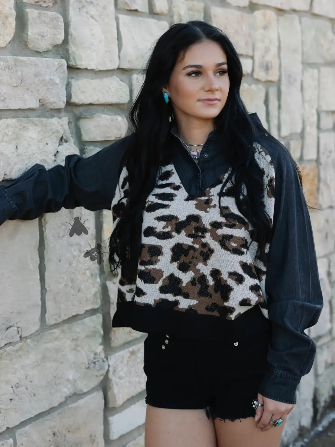 Leopard Collared Top