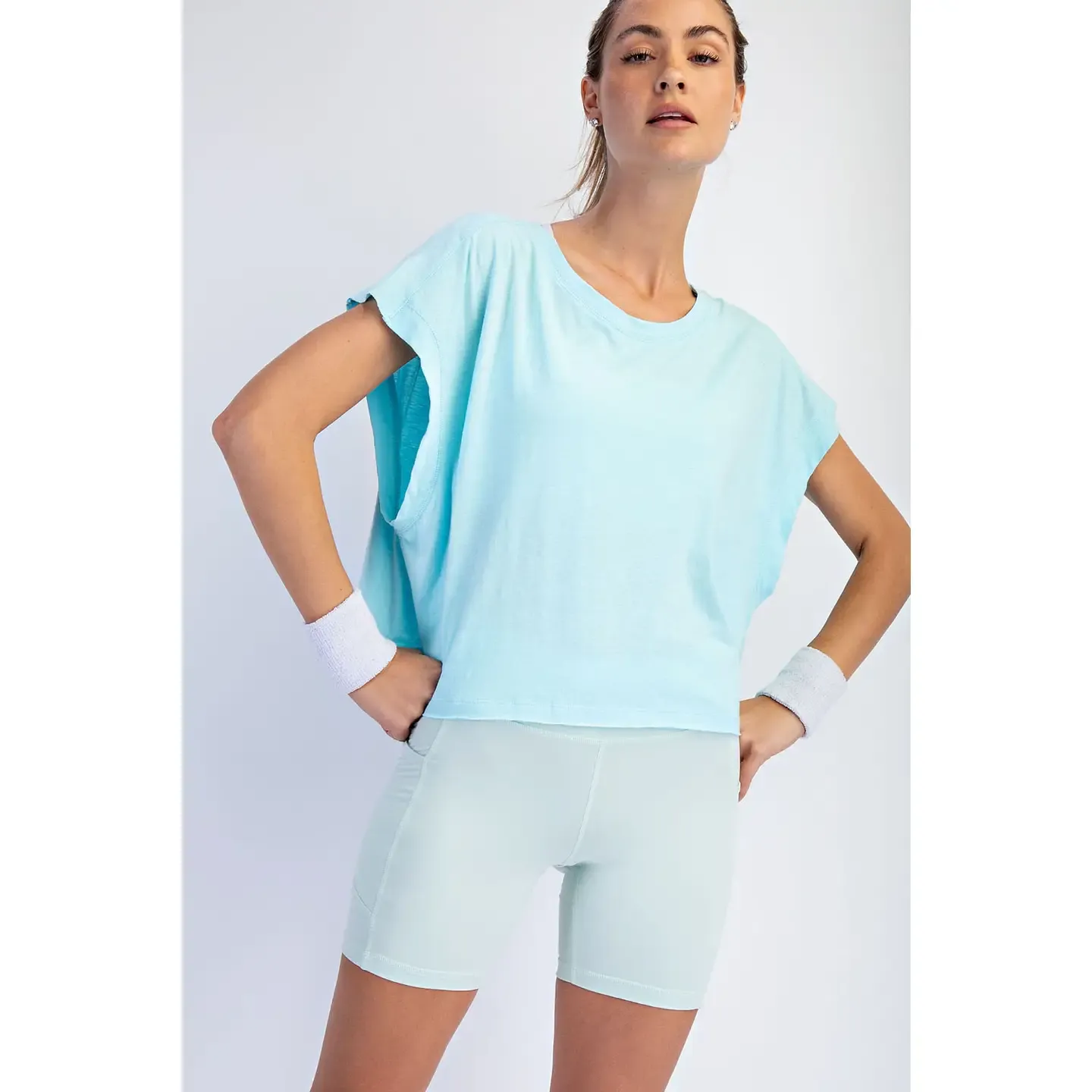 Light Blue Open Back Top