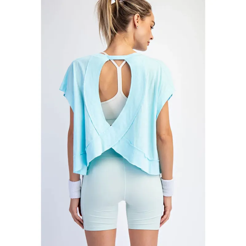 Light Blue Open Back Top