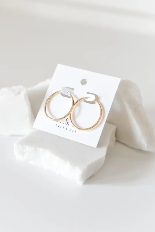 18k Gold Plated 30mm Diameter Hoops