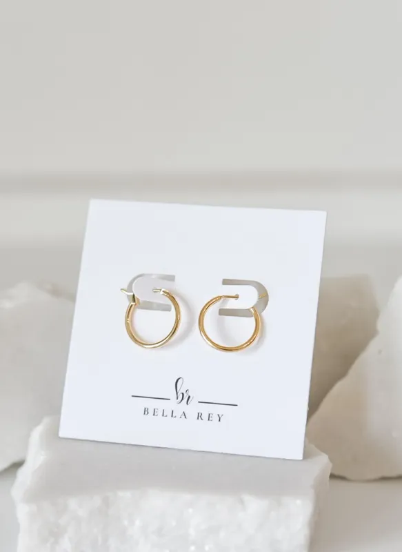 18k Gold Plated 14mm Diameter Hoops