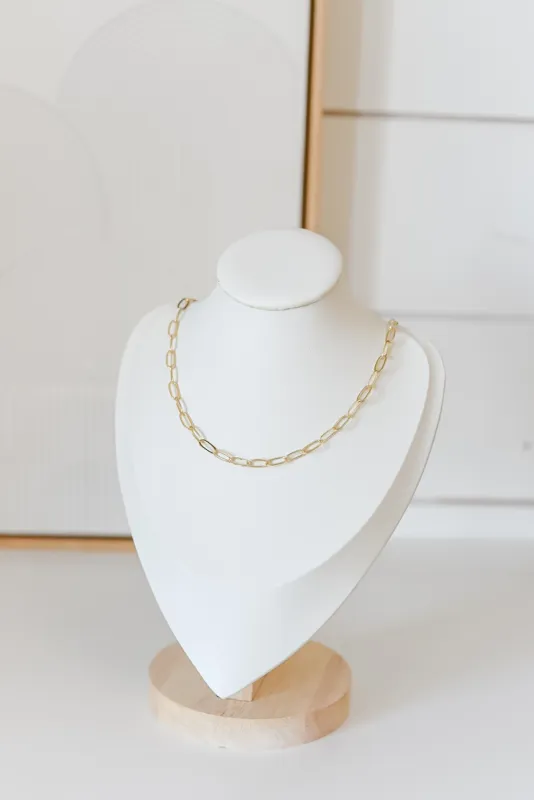 18k Gold Plated Large Paperclip Necklace