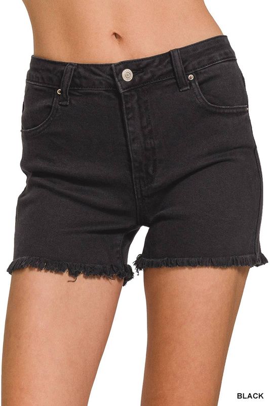 Black Frayed Hem Zenana Shorts