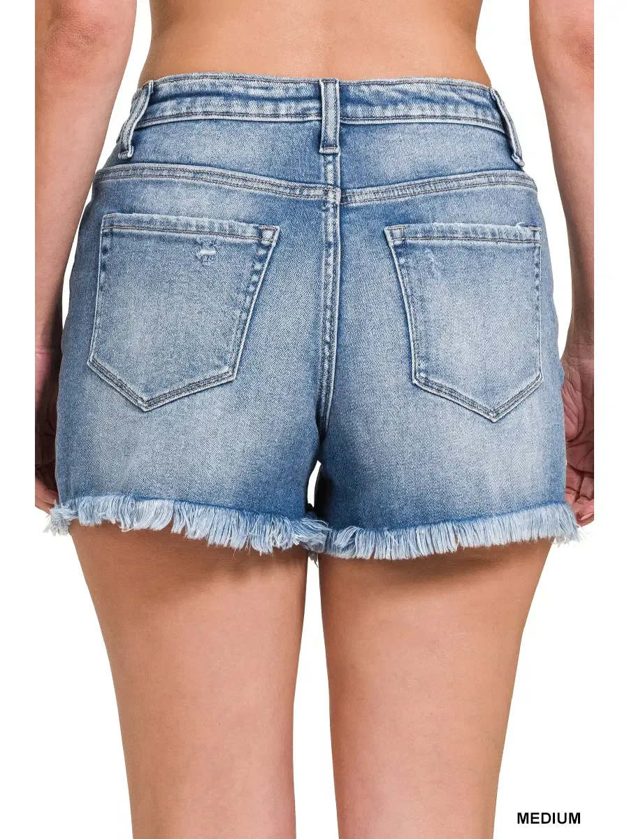 Medium Frayed Hem Zenana Shorts