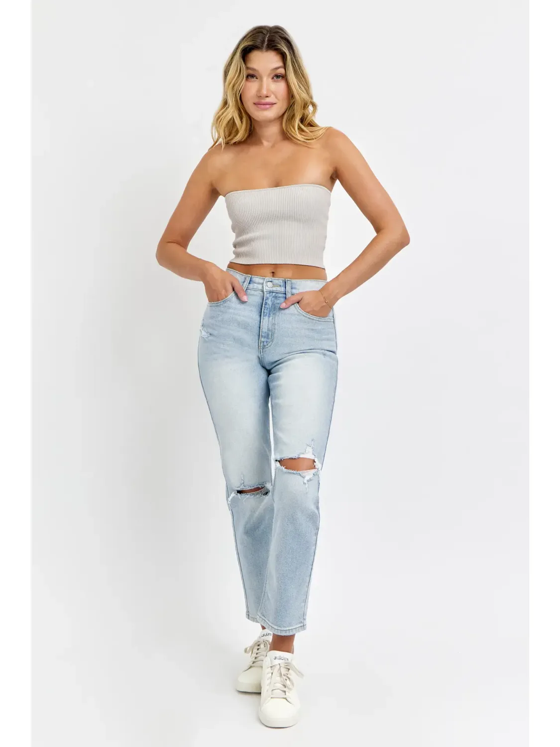 Cello High Rise Straight Leg Jeans