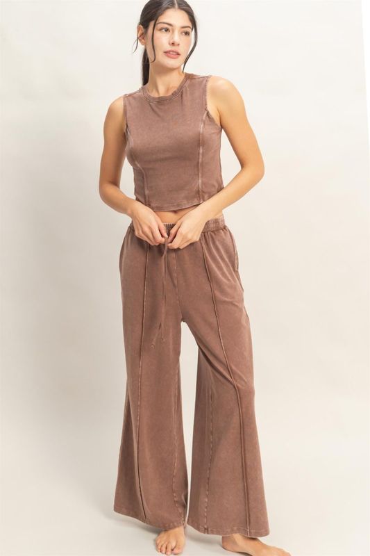 Mocha Two Piece Pants Set