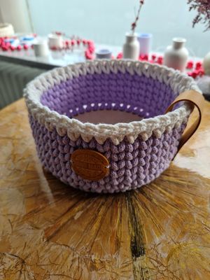 Handgehäkelter Aufbewahrungskorb aus Baumwolle – Lavendel – Handmade