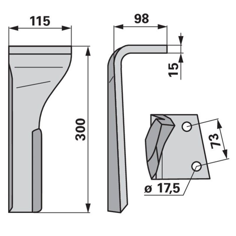 Lemken ząb brony aktywnej prawy MZ28B 3377022 337.7022 L300 mm