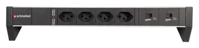 PDU Desk-Line 1HE, 4 x T13 schwarz, 2 x USB-A, 2 x USB-C, Thermal Fuse 10A