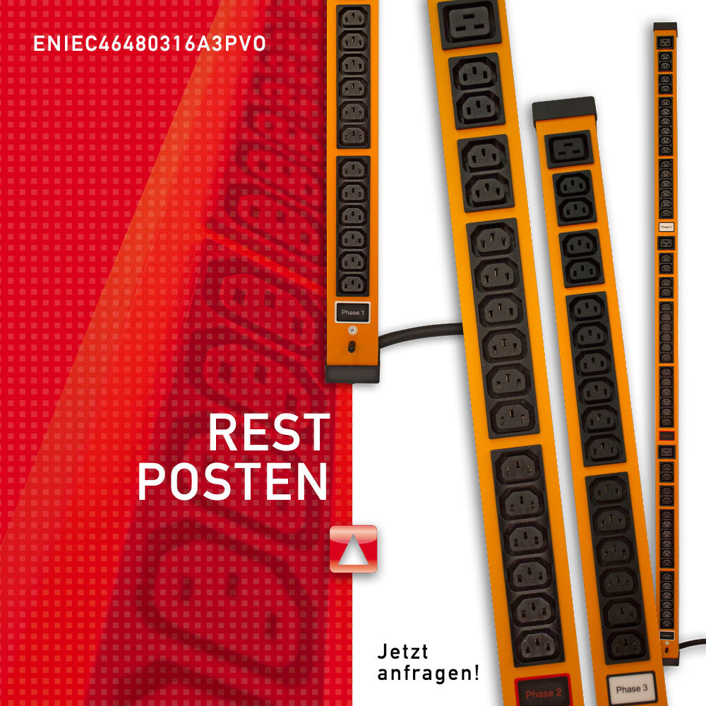 PDU 3-Phasen, 48 x C13 &amp; 3 x C19, 16 x C13 &amp; 1 x C19 pro Phase, orange