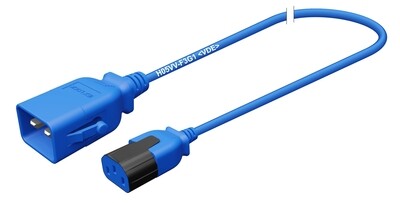Apparatekabel blau C20-C19, Stecker verriegelt, 3.00 m