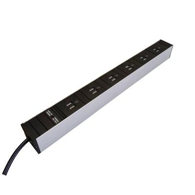 19" PDU Steckdosenleiste, 6 x USB Charger A+A (Total 12 Outputs), Thermal Fuse 10A