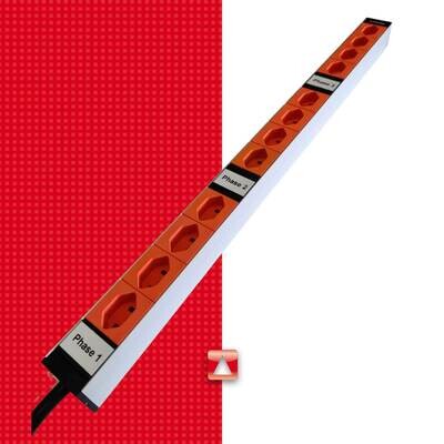 Steckdosenleiste 1HE, 12 x T23 orange, 3-phasig
