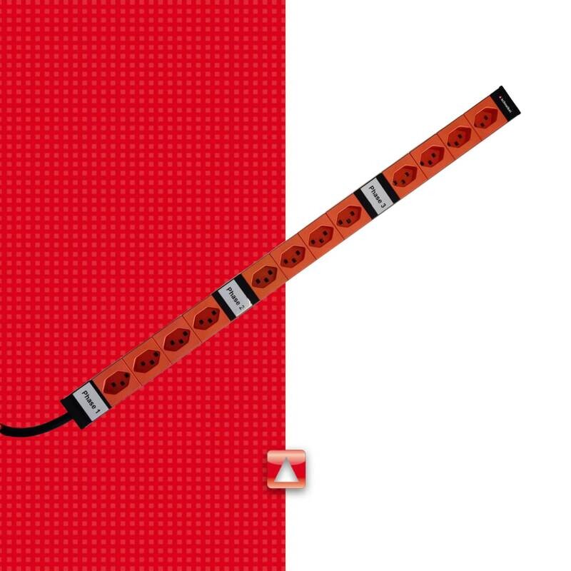 Steckdosenleiste 1HE, 12 x T23 orange, 3-phasig