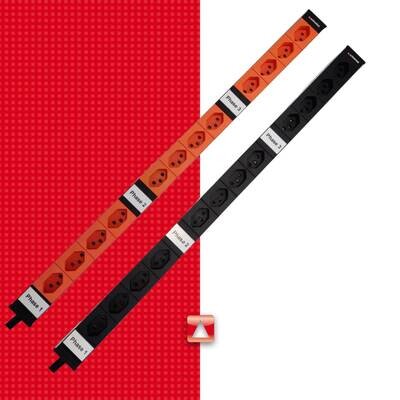 Steckdosenleiste 1HE, 12 x T23 schwarz, 3-phasig