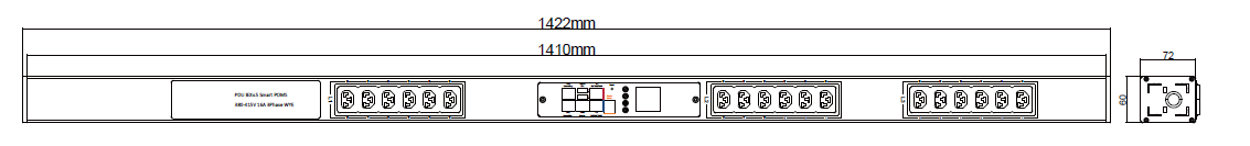 PDU IEX POM3S 60x72mm, 18 x IEX (C13/C19 Combo), schwarz