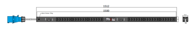 PDU IEX PM 55x55mm, 36 x IEX (C13/C19), schwarz